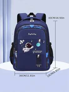 1 Pieza Bolsa de viaje grande con cierre de cremallera, protección para la espalda y diseño de astronauta de dibujos animados para niños y niñas, de uso diario - astronauta - Ver 10