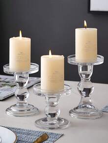 1pc Oversized Gourd Shaped Glass Candle Holder, Romantic Candlelight Dinner Decor For Hotel, Homestay, Birthday Party, Photo Shoot, Vintage Roman Column Candle & Incense Holder - White - View 3