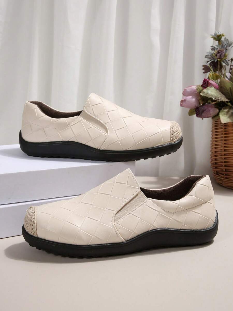 优雅的黑白女士平底鞋 - 白色 - 查看 1