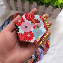 50 片装六角形绗缝布料方块，100% 涤纶，预裁无缝工艺，仅可手洗，花卉图案，预裁布料块，适用于 DIY 项目（款式随机） - 彩色 - 查看 6
