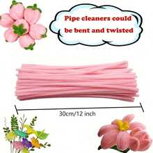 100/600pcs Pink Pipe Cleaners, 6 Different Colors, Holiday Craft Pipe Cleaners, Chenille Stems For DIY Art & Craft Projects - Pink - View 3