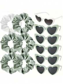 12pcs Luxurious Satin Bridesmaid Scrunchies Set - Soft Hair Ties, Fashion Glasses, And Chic Accessories For Bachelorette Party Favors, Bridesmaid Proposal Gifts, Bridal Shower, And Wedding Celebrations
