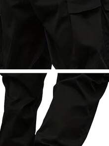 Men's Casual Cargo Pants, Slim Fit Outdoor Hiking Drawstring Trousers Spring - Black - View 4