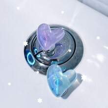 2pcs Heart-Shaped Flashing Flashing Toilet Flush Assist Button, Protecting Nail Art, Indoor And Car Decoration, Drawer And Wardrobe Handle, A More Comfortable Life And A More Exquisite Gift For Friends
