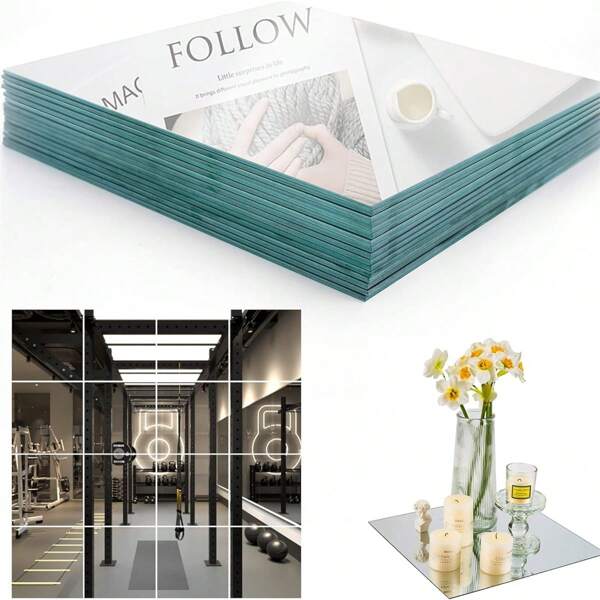 5/10pcs Square Mirror Plates For Table Decor, Mirror Tray, Candle Tray, Wedding Centerpieces,Showers & Birthdays Christmas Halloween Decor