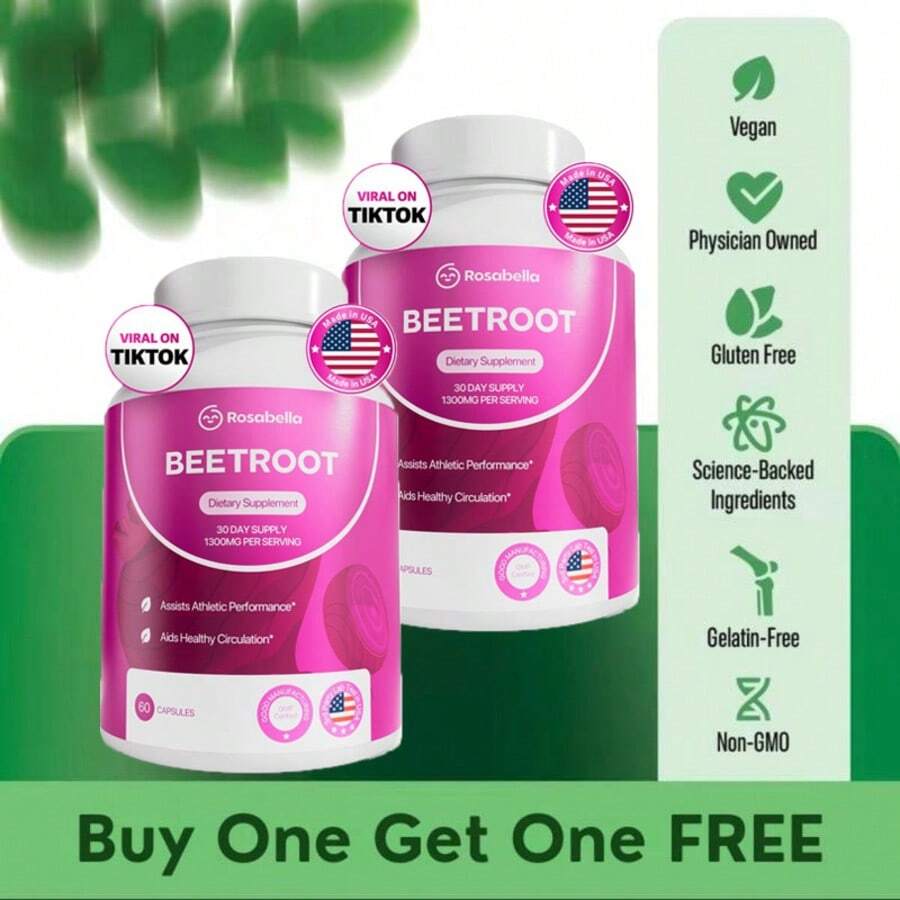 Rosabella Organic Beetroot Capsules (1300mg) For Blood Flow & Heart Health - 其他 2pcs - 查看 1