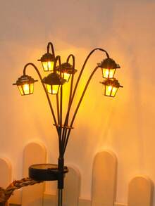 Retro Style Solar Street Light, Polished Metal Surface, Plastic Material, Solar Powered, With Switch Control, Suitable For Outdoor Decoration In Gardens And Terraces, No Battery Required, Garden Lighting - Multicolor - View 2