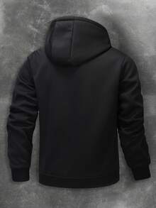 Men's Fashionable Casual Multi-Function Warm Hooded Zip-Up Jacket, Sherpa Lining Casual Hoodie Jacket, Thick Sherpa Full Zip Hooded Sweatshirt, Suitable For Autumn/Winter, Warm Long Sleeve, Men's Warm Wear, Winter Clothing, Black Hoodie