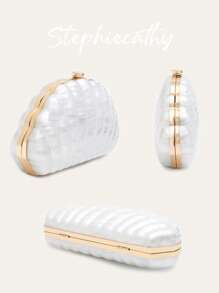 STEPHIECATHY Women's Fashionable Elegant Clutch Shell Shaped Acrylic Evening Bag Clip Snap Closure Hard-Case Long Chain Cross Body Handbag Bride Purse For Party Dinner Wedding Banquet Vacation Holiday Gift