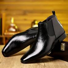 New Men's Pointed British Style High Cudged Legs Korean Edition Business Casual Shoes - màu đen - Xem 2
