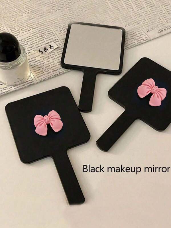 2 pièces Miroir de maquillage carré mignon avec nœud papillon, miroir compact portable à main, cadeau d'anniversaire pour la famille et les amies, pas cher, remplissage de bas de Noël, maquillage, outils de maquillage, articles bon marché, cadeaux, cadeaux pour femmes, cadeaux de Noël
