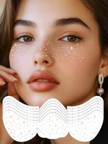 6片闪光彩虹雀斑面部纹身全息星星激光闪光雀斑防水彩虹闪光临时纹身适用于骄傲化妆配件派对音乐节 - 彩色 - 查看 8