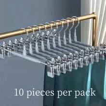 10 件防损裤架，不锈钢防滑衣架，可调节夹子，适用于裤子、裙子、内衣 - 彩色 - 查看 9