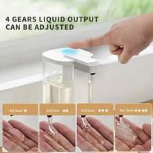 1pc 500ML Extra Large Capacity Touchless Smart Liquid Automatic Dispenser, Electric Smart Infrared Sensor Soap Dispenser, Hand Cleaner | Modern Kitchen Accessory | Bathroom Liquid Soap Dispenser, Tabletop Or Wall-Mounted, 4 Adjustable Flow Levels, IPX5 Waterproof, Transparent Tank, Quick Sensing Soap Nozzle, Suitable For Various Liquids, Ideal For Kitchen, Bathroom, Holidays, And Home Cleaning - White - View 9