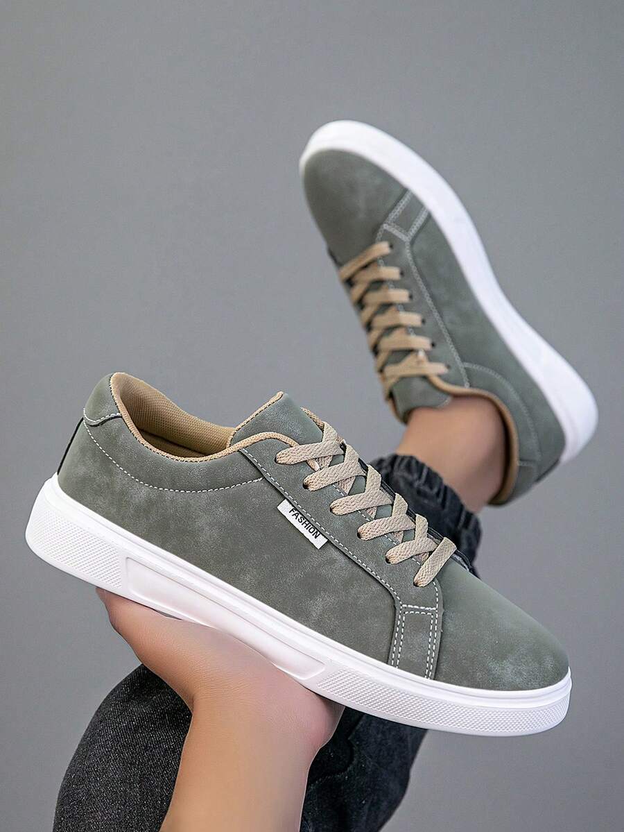 2025新款男士运动鞋 男士时尚帅气休闲鞋 系带男鞋 滑板鞋 男士板鞋 个性街头男鞋 - 軍綠色 - 查看 1