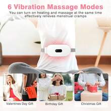 1pc Portable Heating Pads for Cramps Cordless cramp Massager for Period with 6 Heat Levels and 6 Massage Modes Rechargeable Heating Pad - Weiss - Übersicht 4
