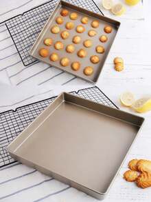 1个11英寸方形烤盘，加厚碳钢烤盘，不粘烤模，适用于蛋糕卷、花生糖、饼干等，烤箱适用 - 棕色 - 查看 6