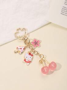 Sanrio 1pc Unisex Sanrio Hello Kitty Key Chain Set, Cherry, Strawberry, Pearl Design Cute Pendant Keychains, Fashionable Lightweight Luxury Boho Gift For Mother's Day, Teacher, Graduation, Car Accessories, Valentine's Day