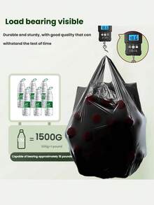 20/100/200 PCS 黑色带手柄垃圾袋，PE 材质，防漏防臭，一次性耐用垃圾袋，适用于厨房、客厅、卧室、浴室、卫生间、办公室 - 多用途塑料垃圾袋