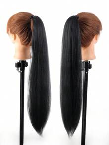 1-2 件装 26 英寸黑色 DIY 编发接发 | 女士合成 Yaki 直发耐热蓬松马尾 | 适合万圣节、圣诞节、节日派对 - 黑色 - 查看 3