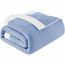 Downluxe Checkered Blanket Twin Size, 60x80 Inch Warm Lightweight Comfy Knitted Blanket, Ultra Cozy Twin For Bed/Sofa/Camping/Picnic (Sage Green) - 藍色 - 查看 1