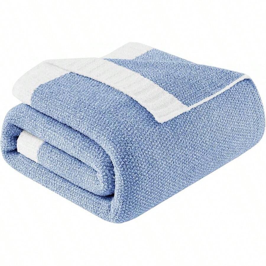 Downluxe Checkered Blanket Twin Size, 60x80 Inch Warm Lightweight Comfy Knitted Blanket, Ultra Cozy Twin For Bed/Sofa/Camping/Picnic (Sage Green) - 藍色 - 查看 1