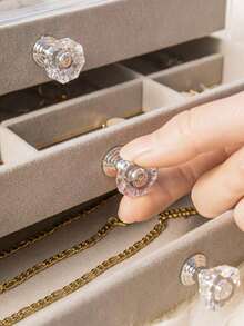 1/2pcs Jewelry Storage Box, Anti Oxidation, Velvet Acrylic High-End Exquisite Jewelry Box, Storage Earrings, Earrings, Necklaces - Multicolor - View 7