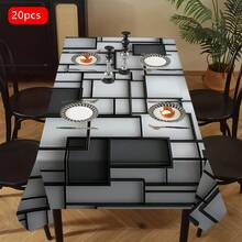 1/20 件现代艺术设计桌布 - 几何图案涤纶矩形桌布，适合室内/室外使用，耐用且易于清洁的厨房和餐厅装饰，现代家居礼物，餐桌装饰， - 彩色 - 查看 26