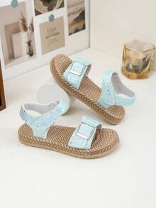 1 双舒适、时尚、百搭、轻便、经典女童平底凉鞋 - 藍色 - 查看 7