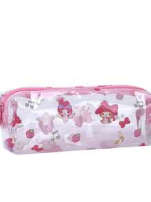 1pc Transparent Printed Cute Cartoon Stationery Pencil Case, Large Capacity Pencil Box, Back To School Gift - Multicolor - View 7