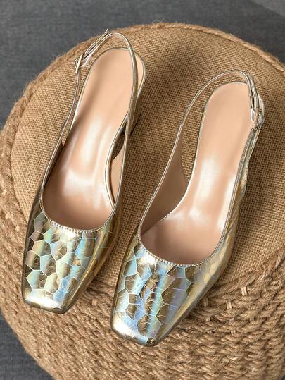 1 Pair Women's Snake Print High Heel Shoes, 7CM Thick Heel, Sexy Fashion, Suitable For Runway, Wedding, Party And Outings