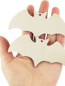 10-Pack Wooden Ghost Shapes For DIY Crafts - Unfinished Wood Cutouts For Painting, Graffiti Art, Wedding, Christmas, Halloween, Easter, Thanksgiving Hanging Decorations, No Feathers, Electricity-Free - Primary Color - View 3