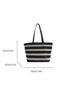 Bolsa Sacola Casual com Um Ombro na Moda, Bolsa de Mão para Escritório e Deslocamento para Mulheres, Bolsa de Viagem de Férias e Escola com Cores Contrastantes