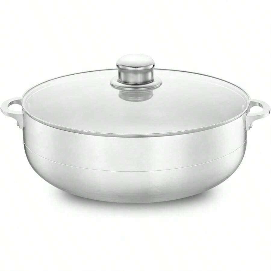 11Quart Aluminum Caldero Stock Pot With Glass Lid Cooking Dutch Oven Performance For Even Heat Distribution Perfect For Serving Large And Small Groups Riveted Handles Commercial Grade - 玻璃蓋 - 查看 1
