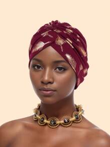 女式发带吸汗带 1 件羽毛和金箔头巾帽，适合日常佩戴、派对、旅行和户外（仅头巾）发饰时尚发带美容头带秋季配饰 - 彩色 - 查看 3