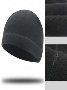 1pc Outdoor Fleece Warm Hat, Wind-Resistant Cycling Running Balaclava - Black - View 5