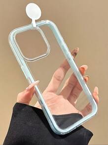 高端质感的智能时尚手机壳，三合一加厚硬质材质，炫彩纯色边框，个性创意粉色、白色、黑色、蓝色、绿色，极简简约防摔全覆盖透明感炫彩手机壳兼容防水防震防摔防刮 - 藍色 - 查看 4