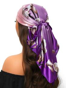 1 peça de cachecol moderno para todas as estações, cachecol quadrado estampado para mulheres, bandana feminina para uso diário, novo lenço de cabeça com proteção solar