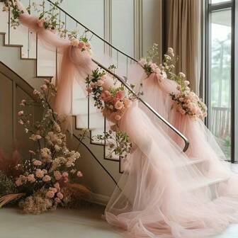 1pc Sheer Tulle, Romantic Wedding Arch Curtain, Elegant Princess Wedding Ceremony Decor