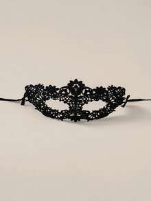 Bộ đồ lót gợi cảm 3 món, tai mèo đen, nơ, bịt mắt ren, phụ kiện trang phục nhập vai cho nữ, Rave - màu đen - Xem 2