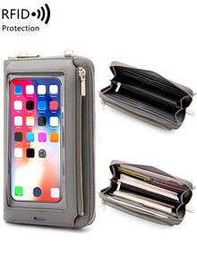 MIYIN Women's Minimalist Touch Screen Mobile Phone Bag With Wrist Strap & Adjustable Long Shoulder Strap, Multi Functional Double Zipper Shoulder Transparent Mini Small Bag Purse Mobile Phone Bag,Portable Hand Bag RFID Blocking Mobile Wallet Purse - Multicolor - View 14