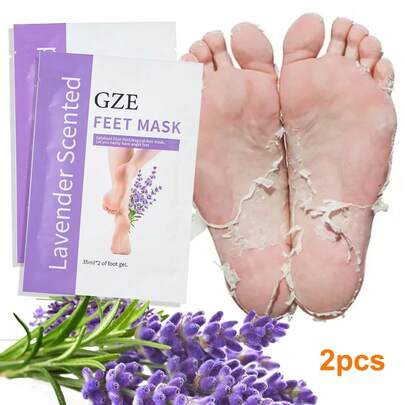 قناع قدم تقشير 2 قطعة من GZE، مزيل البثور والجلد الميت، يعيد نعومة وملمس القدم الناعم - للرجال والنساء (بنفسجي) قناع تقشير للقدم الجافة والمتشققة