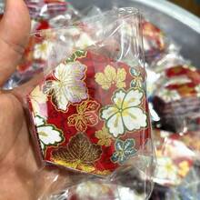 50 片装六角形绗缝布料方块，100% 涤纶，预裁无缝工艺，仅可手洗，花卉图案，预裁布料块，适用于 DIY 项目（款式随机） - 彩色 - 查看 7