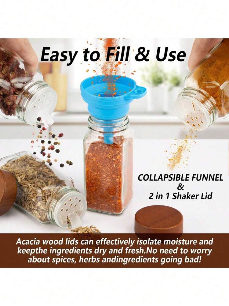 1 个方形玻璃香料罐，4 盎司密封调味容器 - 透明调味罐，用于香草、香料和食品储藏 - 無色 - 查看 2