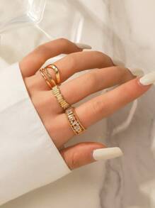 3 pièces/set Bague ouverte simple et élégante pour femmes, convient pour le quotidien, les fêtes, la décoration. Bijoux essentiels multifonctionnels pour femmes