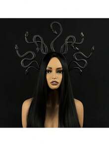 Retro Medusa Headband | Golden Plastic Snake Hair Accessory For Role-Playing And Themed Parties | Multi-Snake Design | Ideal Choice For Witch And Sorceress Costumes | Dry Cleaning Only, As A Gift Halloween - Multicolor - View 3