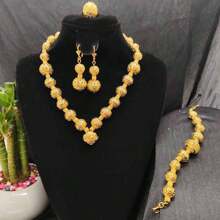 5pcs Middle Eastern Bridal Jewelry Set Necklace Earrings Ring Bracelet Accessory
