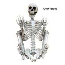 36 Inch Realistic Halloween Skeleton With Fully Posable Joints, Perfect For Indoor, Outdoor, Garden, Home Party, Cemetery And Haunted House Prop Decoration - Multicolor - View 1