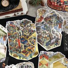 4pcs 2.5D Large Size Business Open Series Decorative Stickers, Suitable For Scrapbooking,School Supplies,Back To School