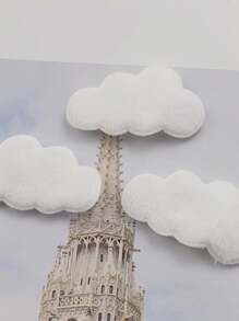 20pcs 1.65*0.91 Inch Double-Sided Fluffy Cloud Stickers, Suitable For DIY Hair Clips, Bows, Clothes, Hats And Shoes - White/Blue Fantasy Theme Sewing Patches, Craft Hair Clips - Multicolor - View 4